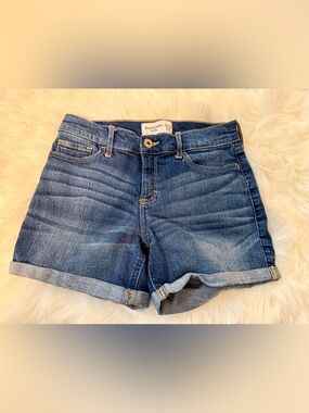 Abercrombie Kids Dark Wash Denim Roll-Cuff Shorts Size 15/16